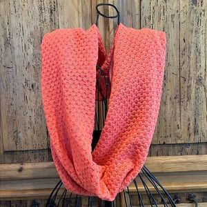 Anthropologie Knitted Infinity Loop Round Scarf Orange Coral